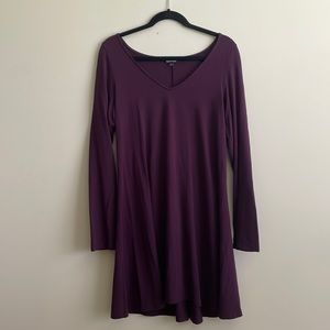 Express V-neck Long Sleeve Trapeze Dress